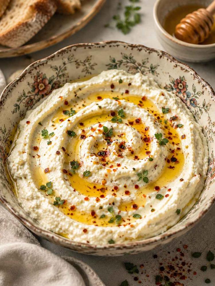 Whipped Feta Dip met Honing en Chili