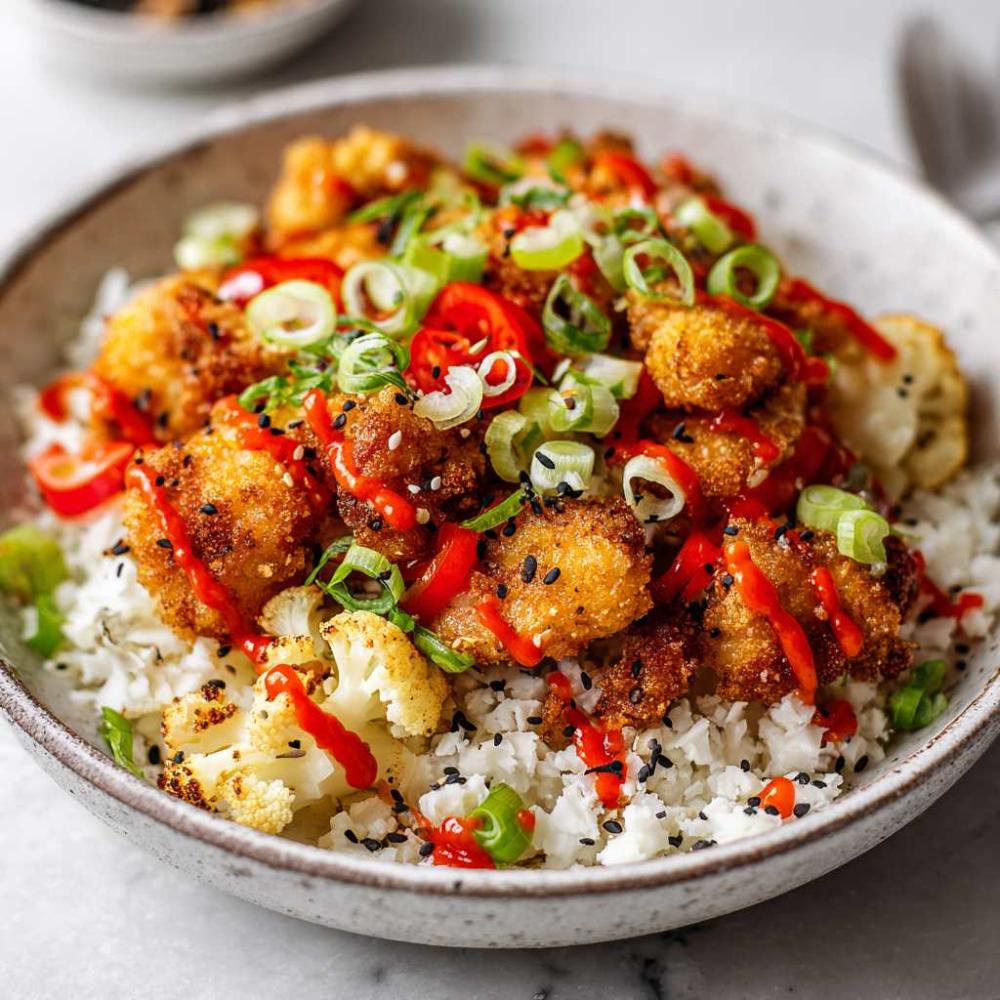 Bloemkoolrijst bowl met crispy kip