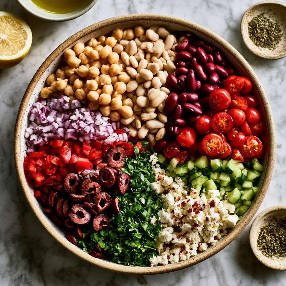 mediterrane bonen citroen salade met Habibi Veggie dressing