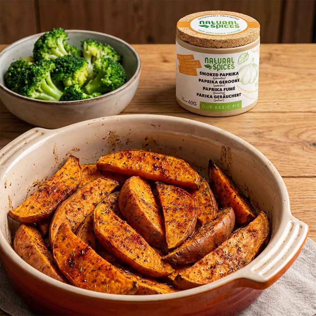 airfryer baked potato slices with smoked paprika seasoning by natural spices