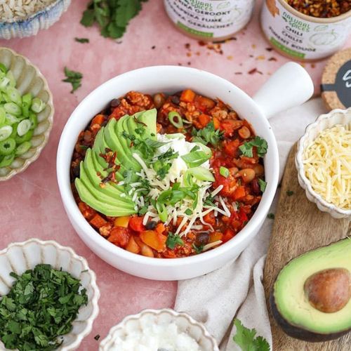 Gezonde chili met kipgehakt