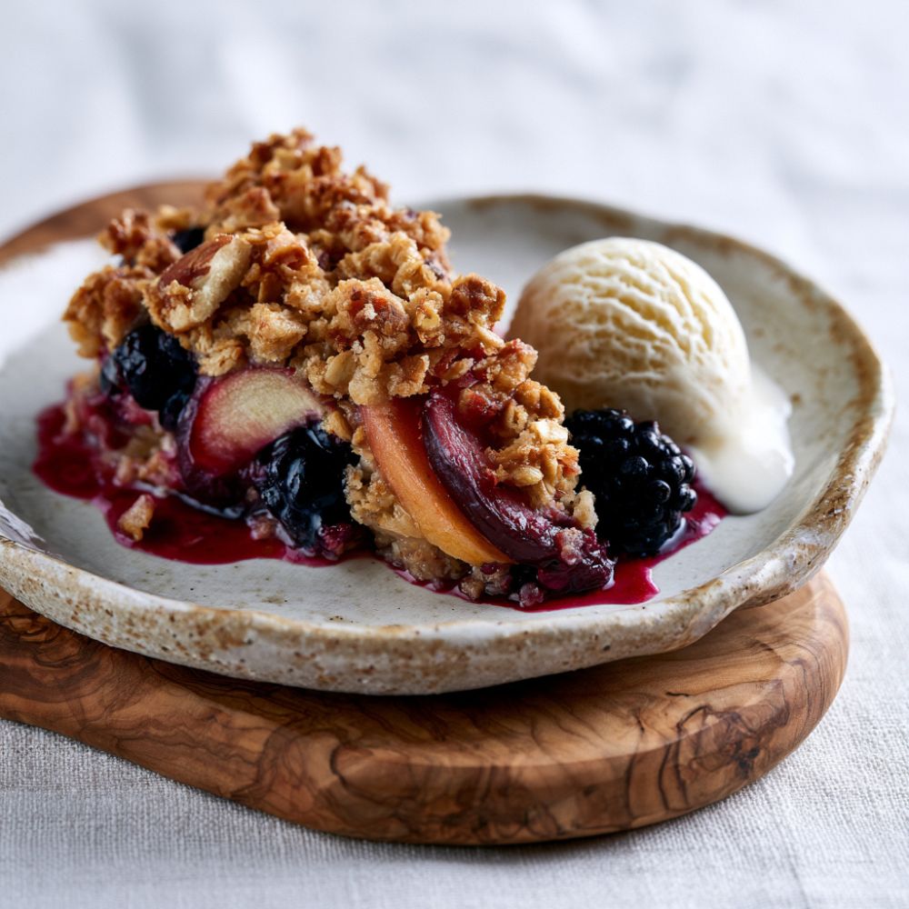 airfryer fruit crumble with Skinny Vanilly Seasoning