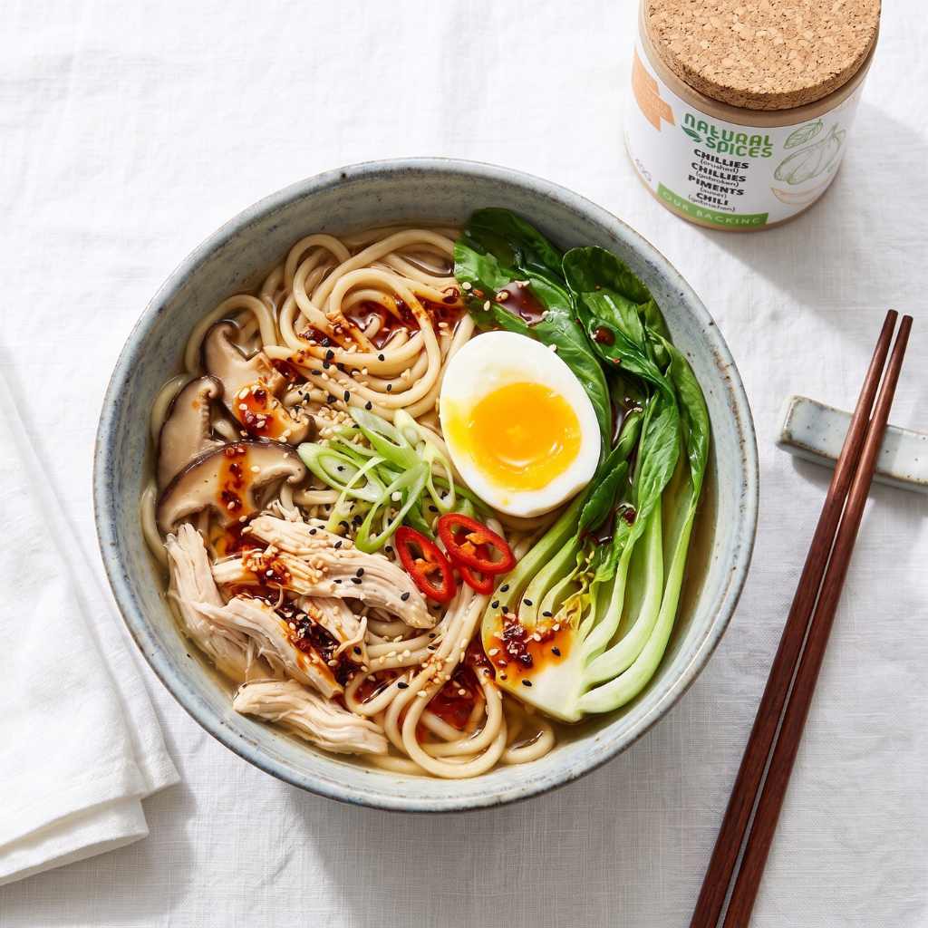 aziatische kip noedelsoep met chiliflakes van Natural Spices aziatische kip noedelsoep met chiliflakes van Natural Spices