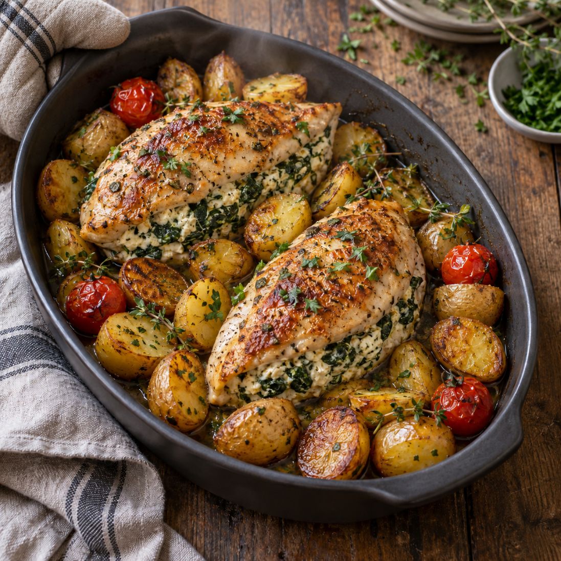 Gevulde kipfilet met spinazie en ricotta uit de oven | You are my butter half kruidenmix