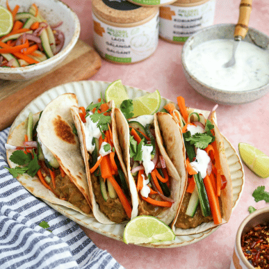 Vegan jackfruit rendang taco’s 