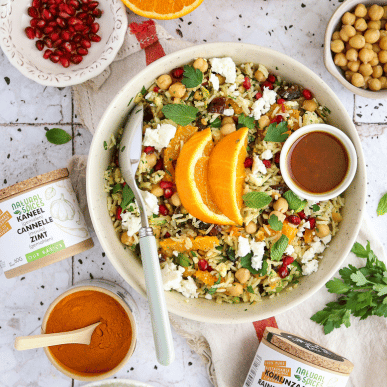 zoete rijstsalade met kikkererwten en feta |Sweet Rice Salad with Chickpeas and Feta