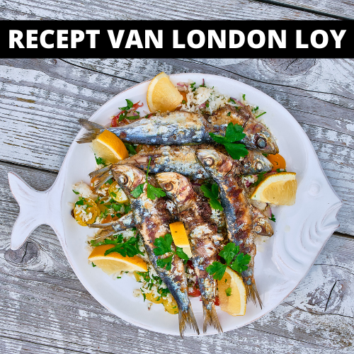 Rijstsalade met gegrilde sardientjes