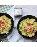 Stamppot met gerookte zalm en viskruiden