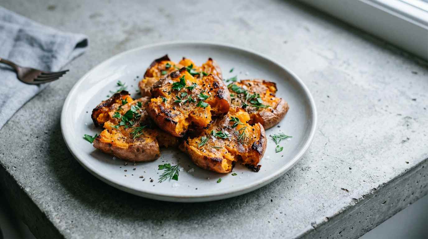 smashed sweet potatoes
