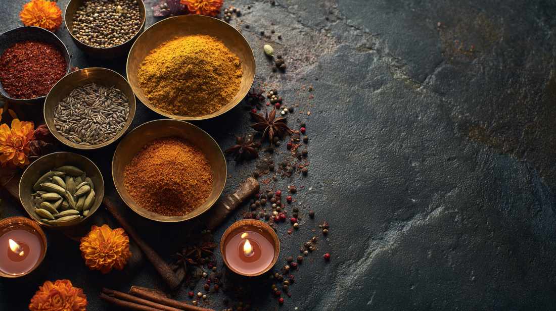 divali- een overzicht van indiase kruiden en specerijen zoals kurkuma en komijn