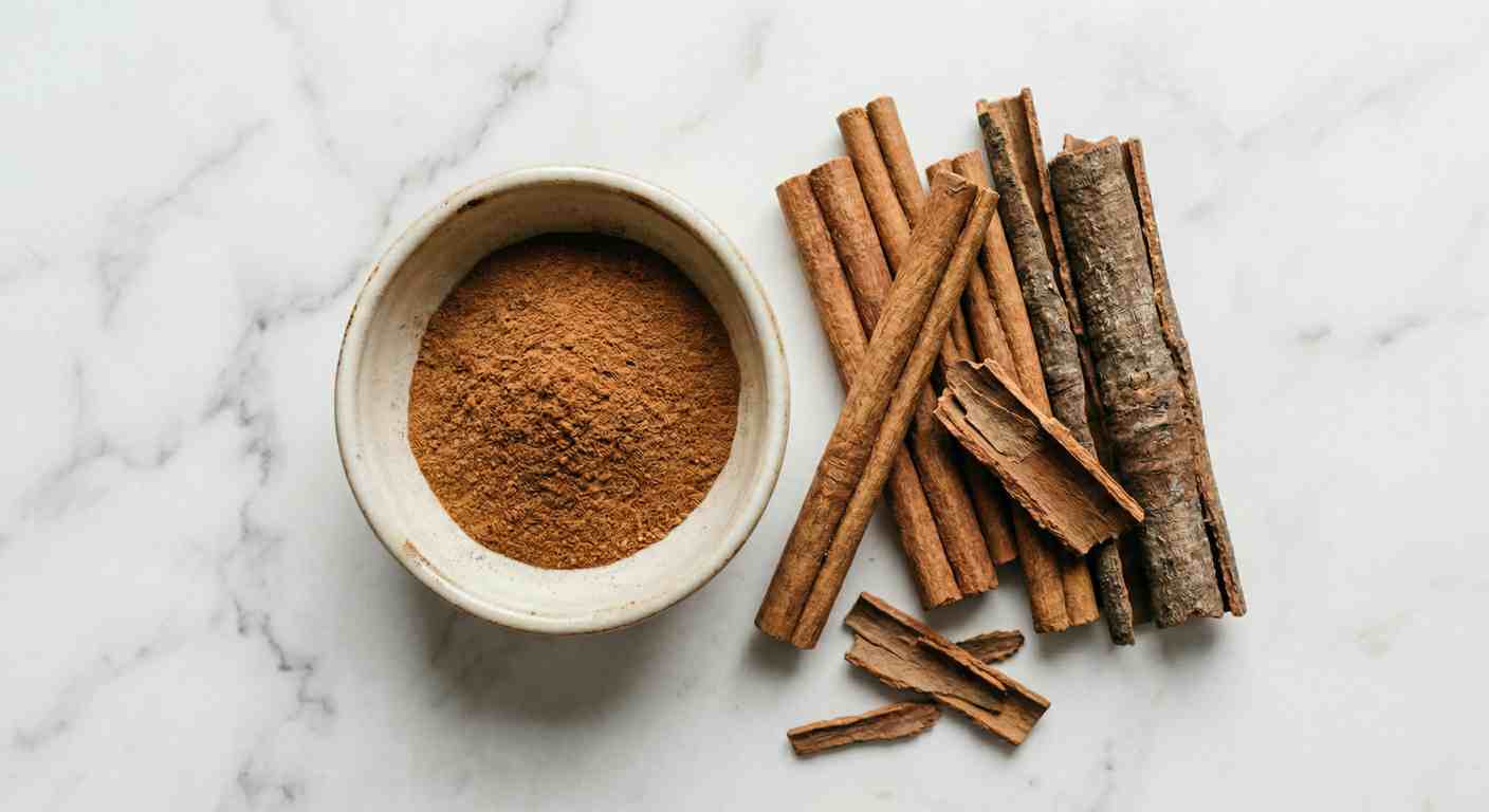 kaneel poeder, stokjes en cassia